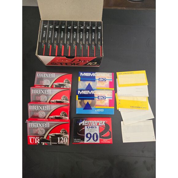 TDK Maxell Memorex Lot of 17 Blank Cassette Tapes Variety 120m 90m D90-NEW - Picture 1 of 8